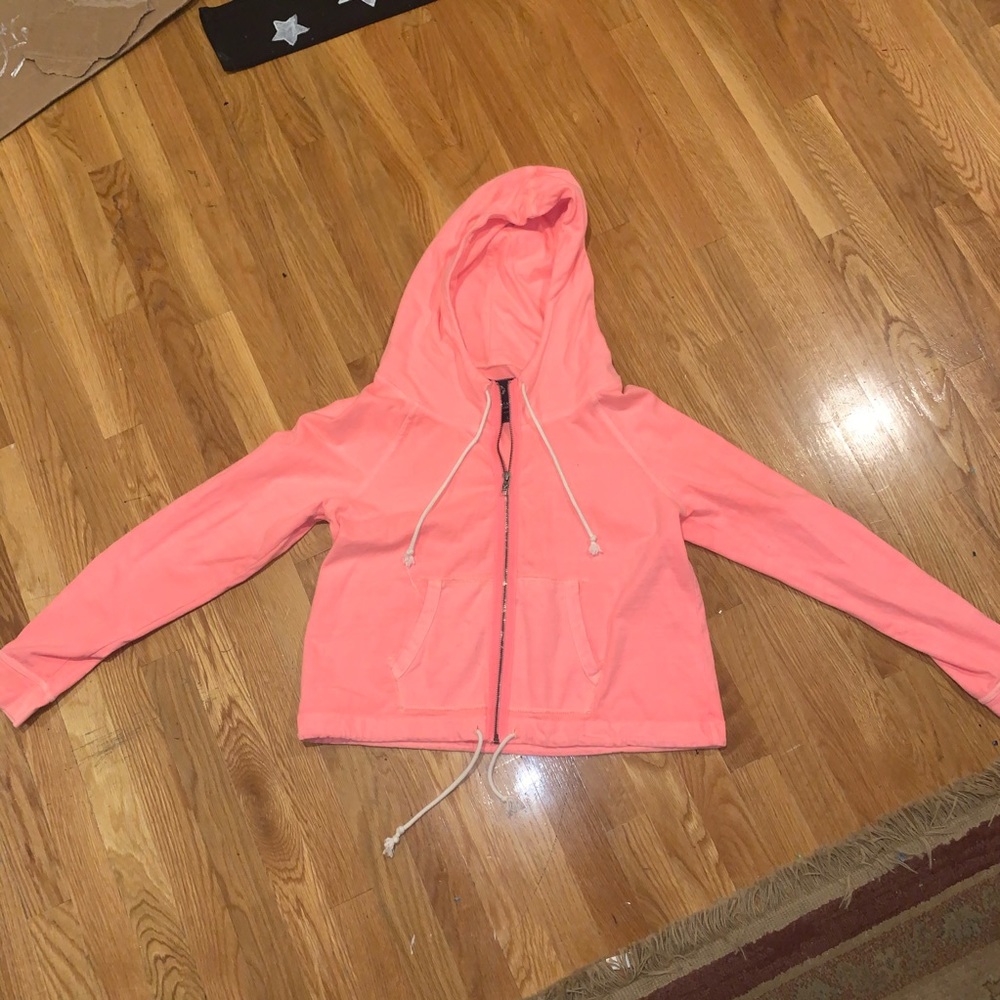 coral zip up hoodie